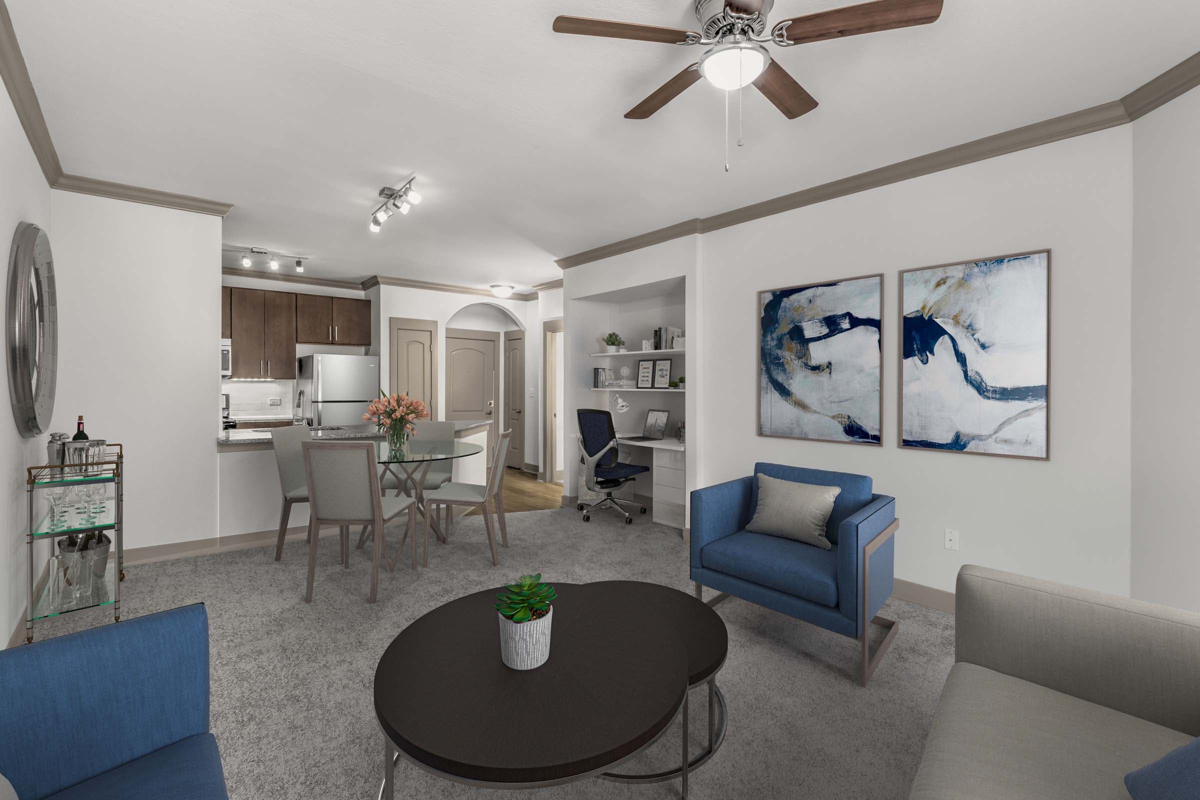 Traditional Open-Concept Living and Dining Room