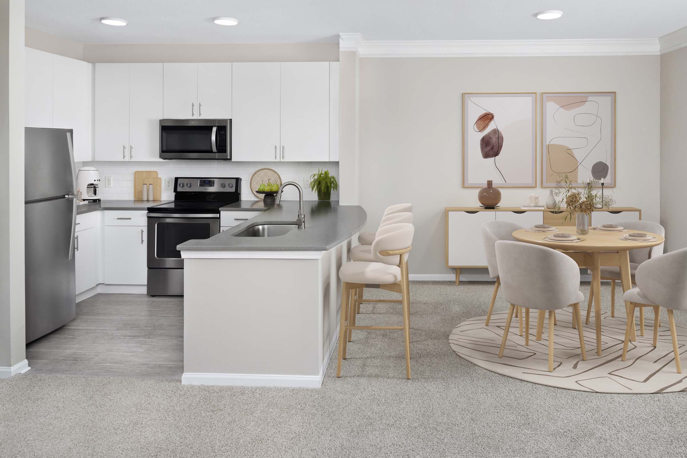 Dining Room with Carpet and Recessed Lighting