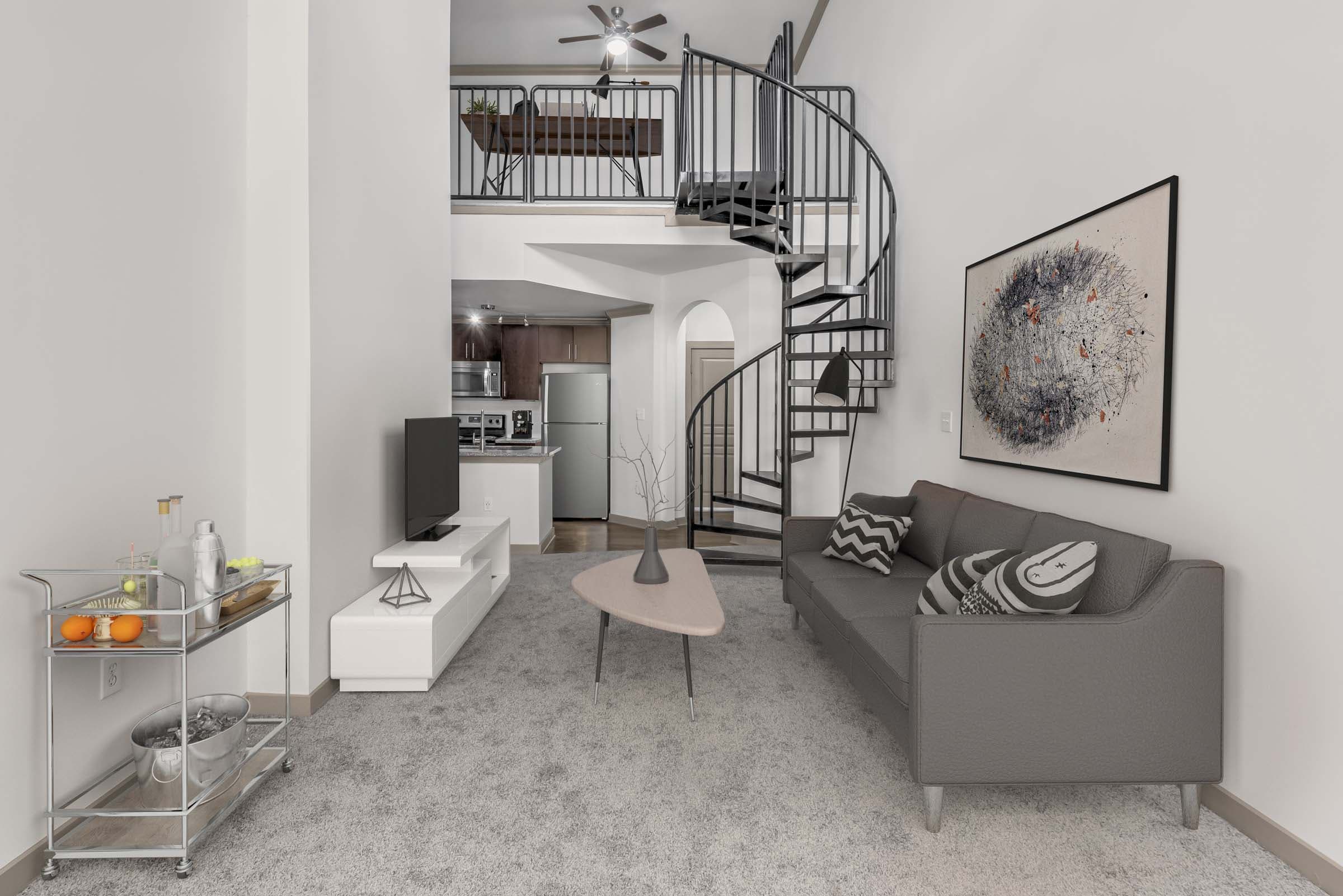 Traditional Loft Living Room