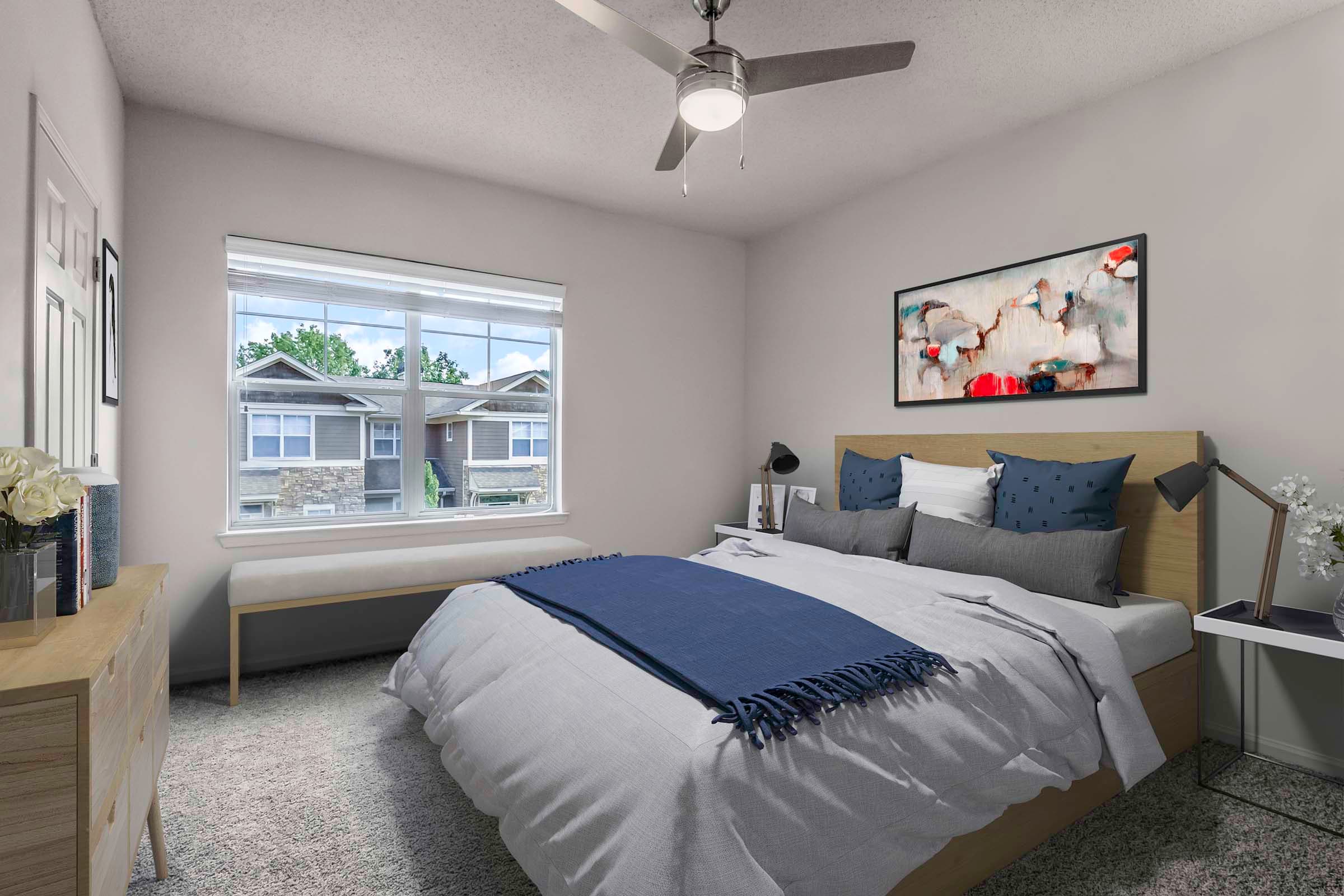 Townhome Bedroom with Ceiling Fan