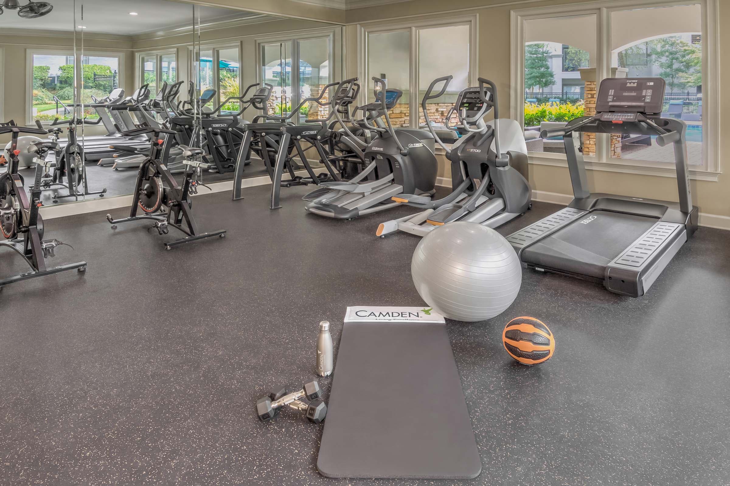 24-Hour Fitness Center Overlooking Pool