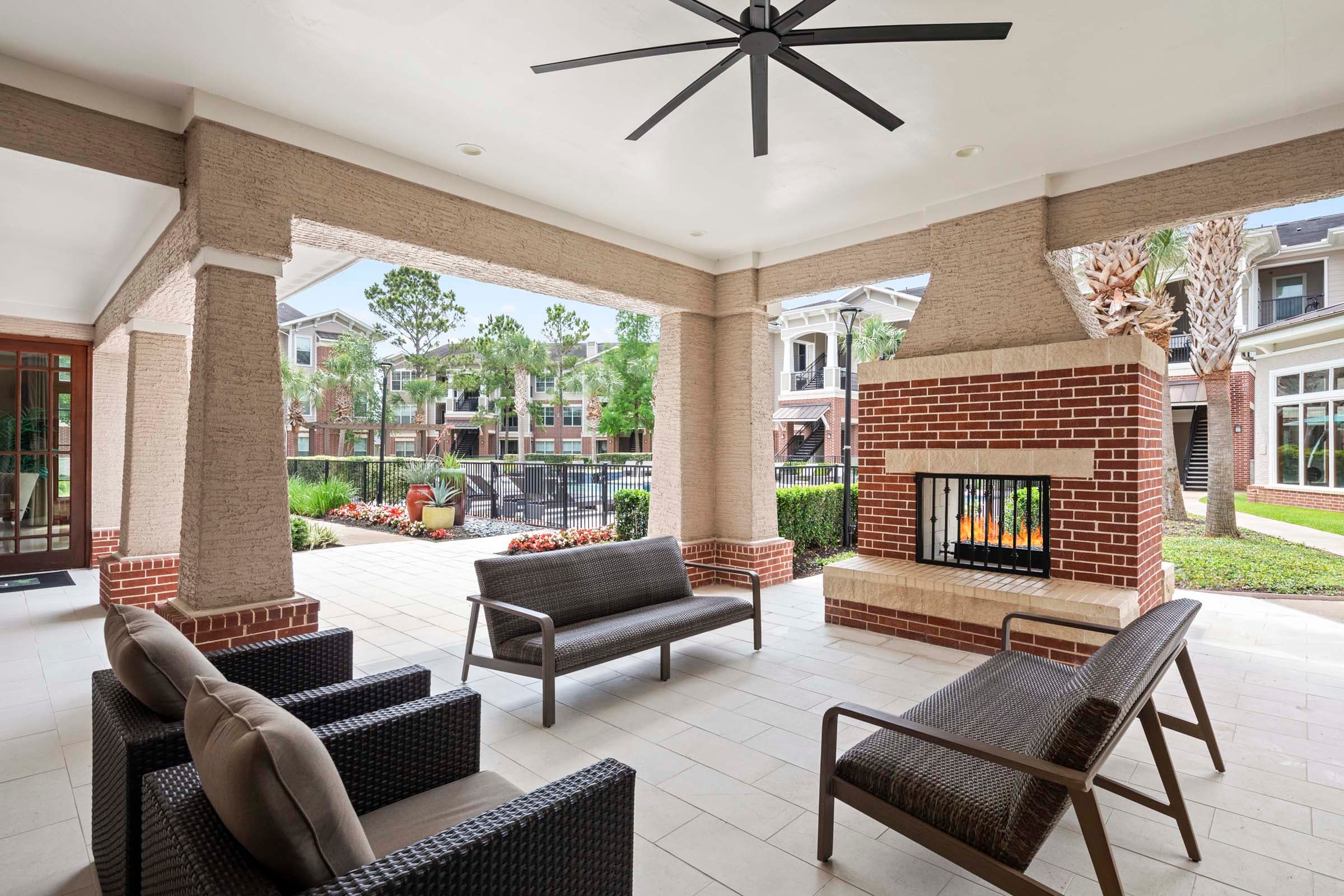 Outdoor Lounge with Fireplace