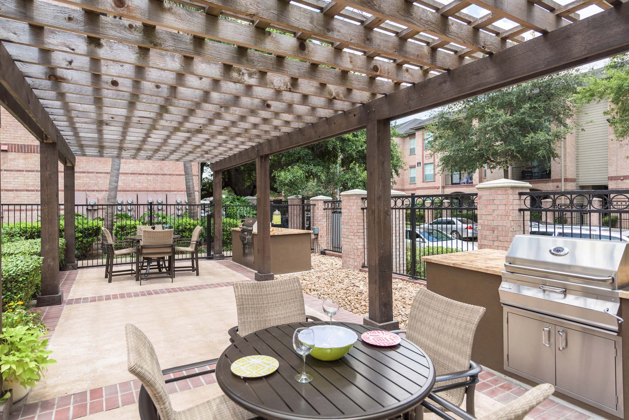 Poolside BBQ Grills and Dining Area