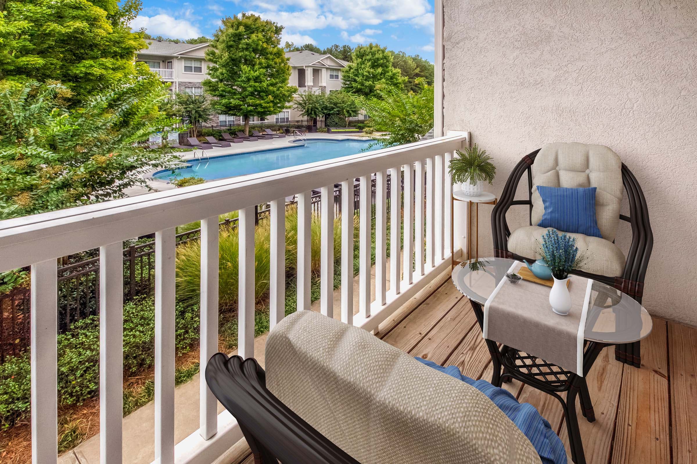 Private Balcony Overlooking Pool